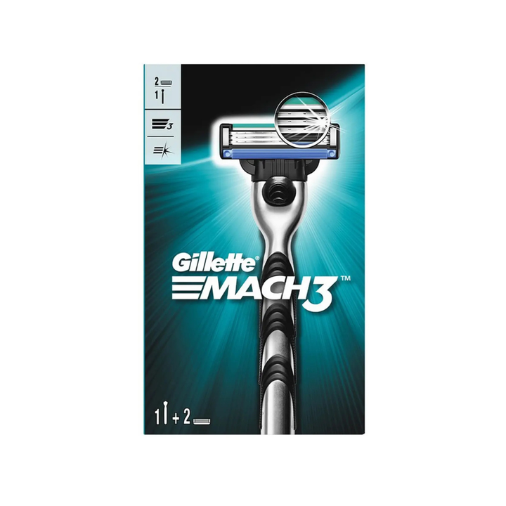 Gillette - Mach3 Shaving Razor + 2 Shaving Blade Cartridges