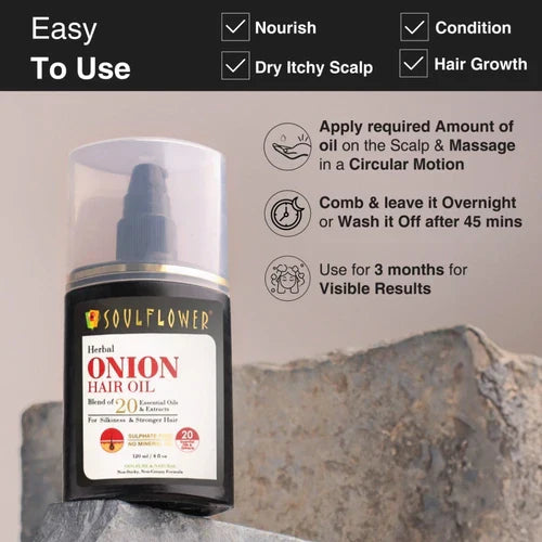 SoulFlower - Onion Amla Hair Growth Oil for Strengthening & Hair Fall Control 120ml