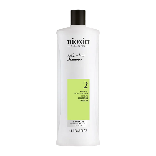 Nioxin System 2 Scalp + Hair Thickening Shampoo For Natural Hair with Progressed Thinning 1 Litre - Kess Hair and Beauty
