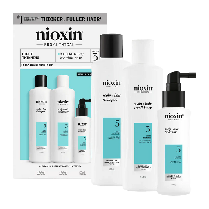 Nioxin Scalp + Hair Thickening System 3 Trial Kit for Damaged Hair with Light Thinning - Kess Hair and Beauty