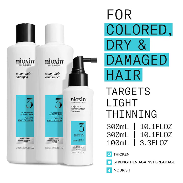 Nioxin Scalp + Hair Thickening System 3 Trial Kit for Damaged Hair with Light Thinning - Kess Hair and Beauty