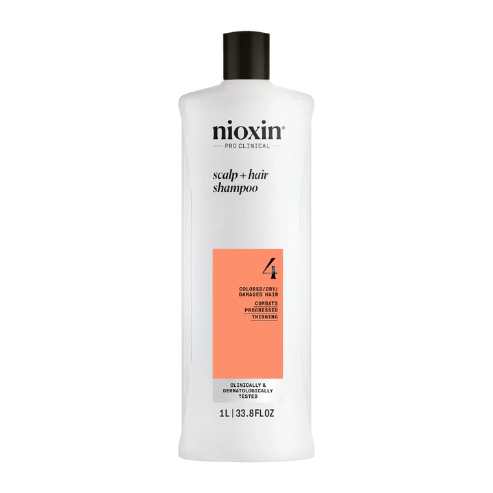 Nioxin System 4 Scalp + Hair Thickening Shampoo For Damaged Hair with Progressed Thinning 1 Litre - Kess Hair and Beauty