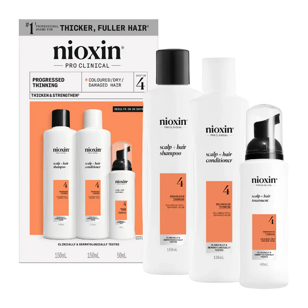 Nioxin Scalp + Hair Thickening System 4 Trial Kit for Damaged Hair with Progressed Thinning