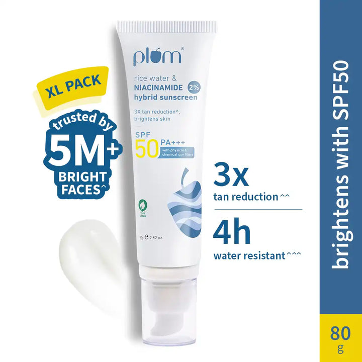 Plum - 2% Niacinamide & Rice Water SPF 50 PA+++ Hybrid Sunscreen 80g