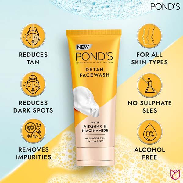 Pond's Detan Facewash, With Niacinamide & Vitamin C, Reduces Tan In 7 Days, For All Skin Types 100g