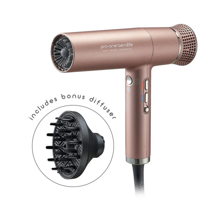 Pro-One Aerolite Hairdryer - Rose Gold - Kess Hair and Beauty