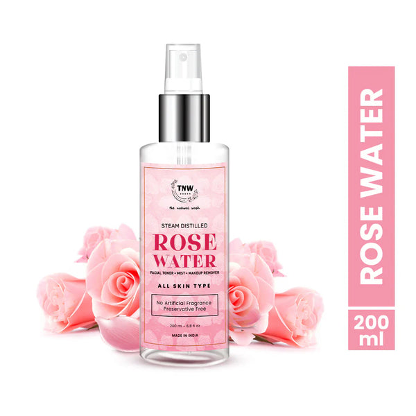 TNW - The Natural Wash 100% Steam Distilled Rose Water Face Toner Gulab Jal Hydration 200ml