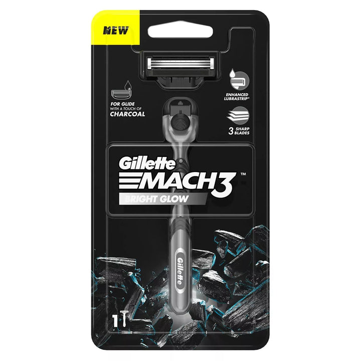 Gillette - Mach3 Charcoal Bright Glow Shaving Razor with New Enhanced Lubrastrip