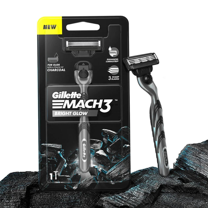 Gillette - Mach3 Charcoal Bright Glow Shaving Razor with New Enhanced Lubrastrip