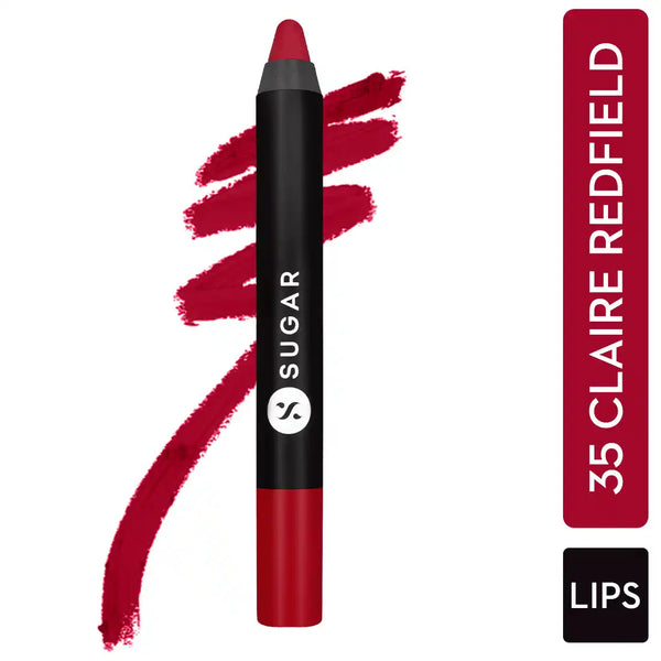 Sugar - Matte As Hell Crayon Lipstick With Free Sharpener - 35 Claire Redfield (Pure Red) 2.8g