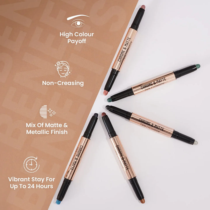 Swiss Beauty - Chrome & Matte Twin Eyeshadow Shade No. 03 Cinnamon Crush