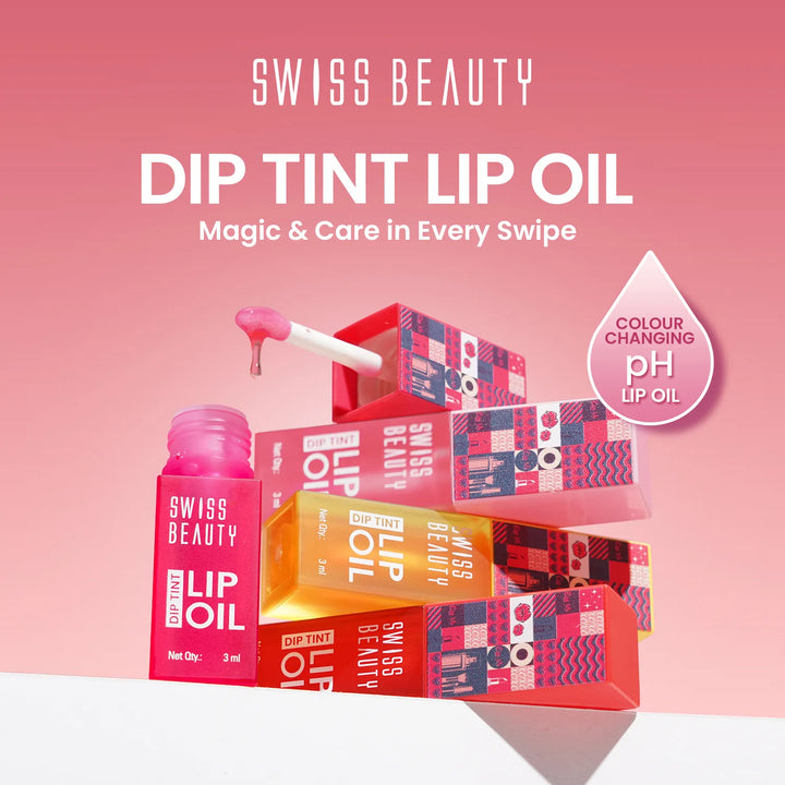 Swiss Beauty - Dip Tint Lip Oil Shade No. 01 Strawberry