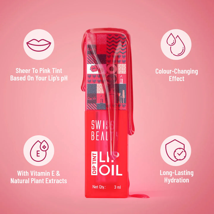Swiss Beauty - Dip Tint Lip Oil Shade No. 01 Strawberry
