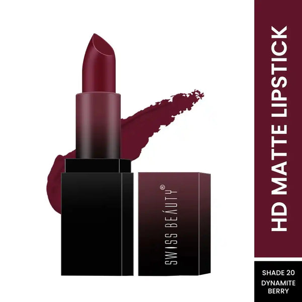 Swiss Beauty - HD Matte Lipstick Dynamite Berry Shade No. 20