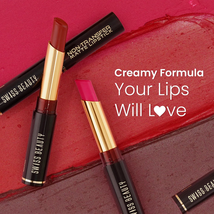 Swiss Beauty - Non-Transfer Smooth & Waterproof Matte Lipstick Shade No. 04 Hot Cherry