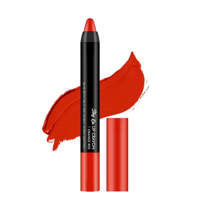 Swiss Beauty - Stay On Lip Crayon Matte Finish for 12hr Shade No. 01 Orange Red