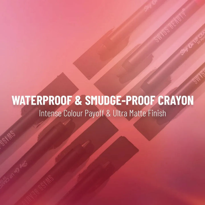 Swiss Beauty - Stay On Lip Crayon Matte Finish for 12hr Shade No. 16 Night Out