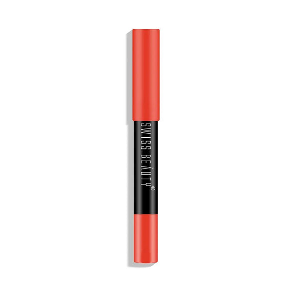 Swiss Beauty - Stay On Lip Crayon Matte Finish for 12hr Shade No. 01 Orange Red