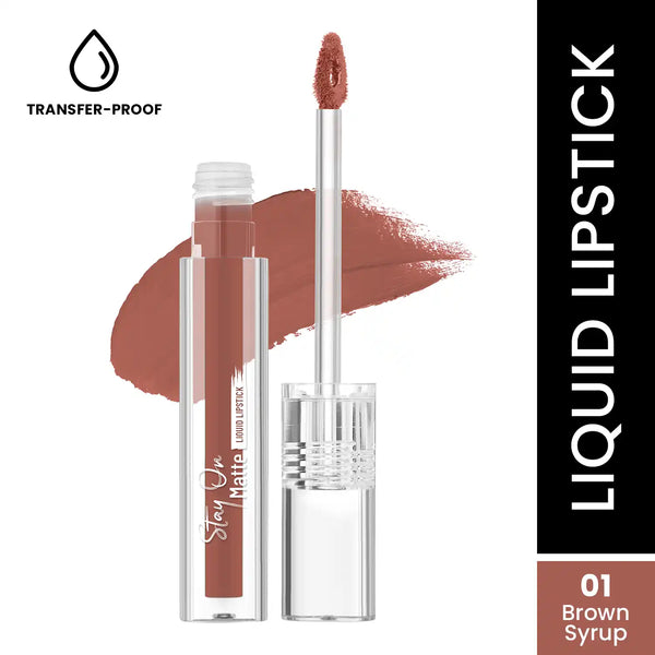 Swiss Beauty - Stay On Matte Liquid Lipstick Shade No. 01 Brown Syrup