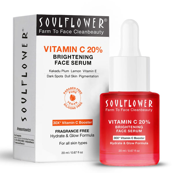 SoulFlower - 30X Vitamin C Serum for Bouncier & Brighter Skin, Dermatologically Tested 20ml